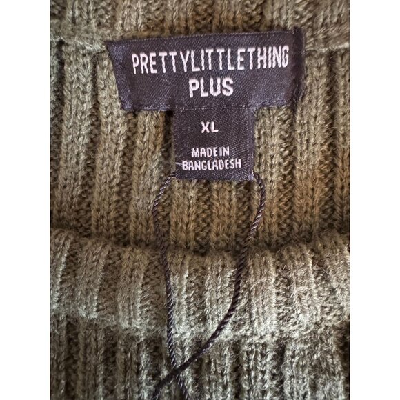 PrettyLittleThing XL Plus Khaki Cropped Rib Knit Jumper - NWT - Picture 3 of 14